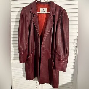 Vintage LNR 80’s Burgundy Leather Oversized Trench Large